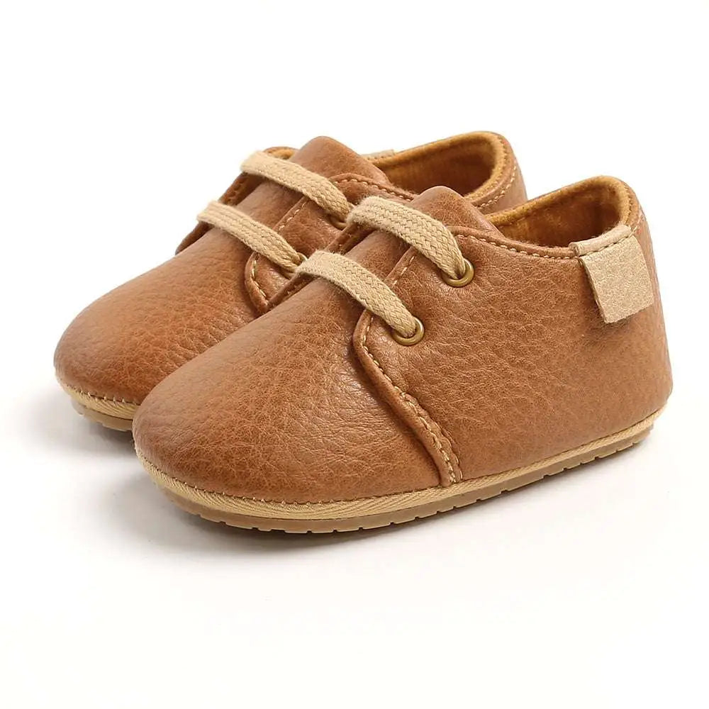 Beige Leather Baby Casual Shoes