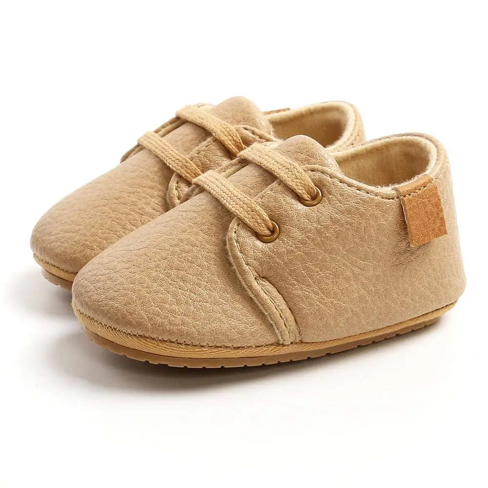 Beige Leather Baby Casual Shoes