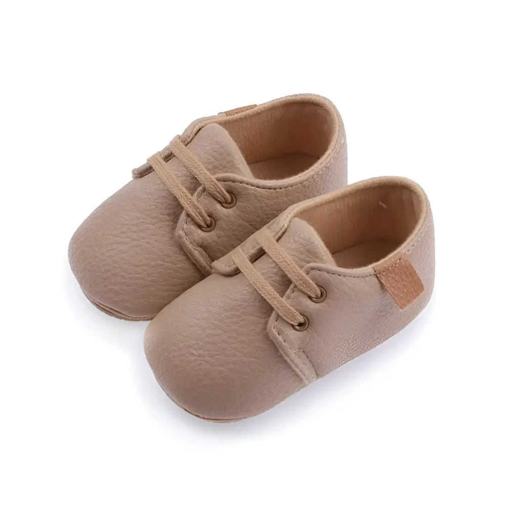 Beige Leather Baby Casual Shoes