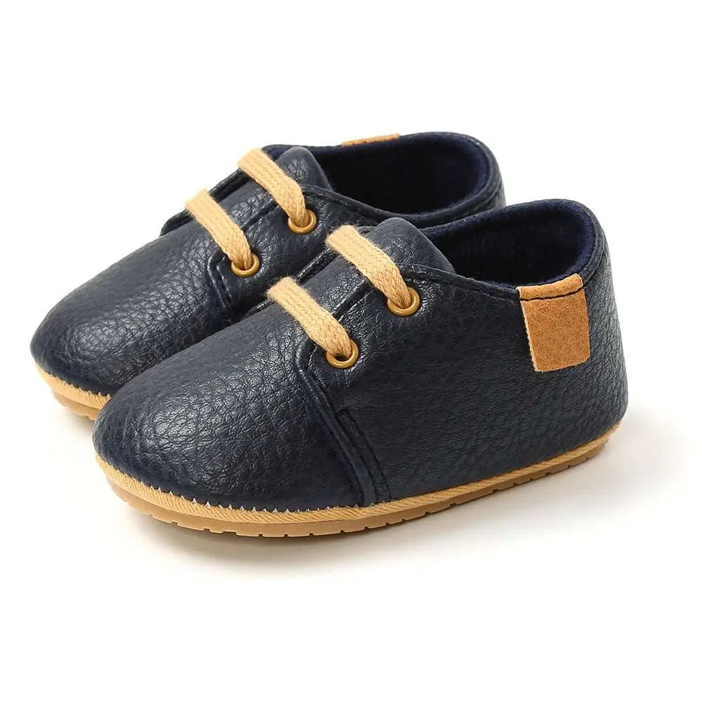 Beige Leather Baby Casual Shoes