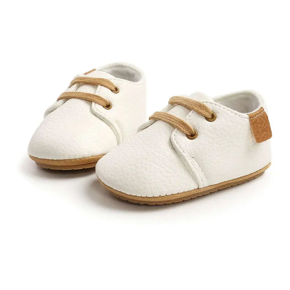Beige Leather Baby Casual Shoes