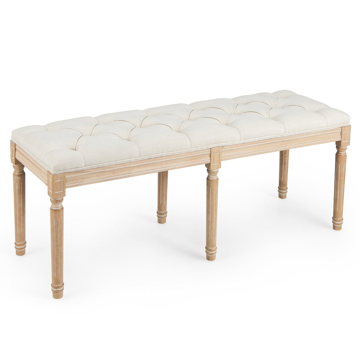 French Vintage Entryway Bench 47 Inch Upholstered Dining Bench