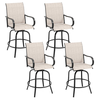 2 Pieces 360 Rotating Bar Stool Set with Armrests for Patio