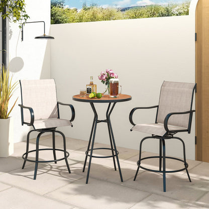 2 Pieces 360 Rotating Bar Stool Set with Armrests for Patio