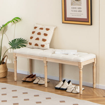 French Vintage Entryway Bench 47 Inch Upholstered Dining Bench