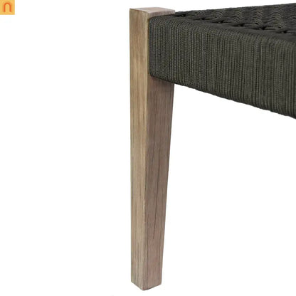 Outdoor Bench Eucalyptus Wood Charcoal Rope 71in Modern
