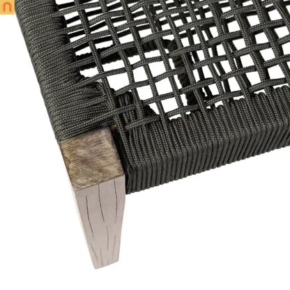 Outdoor Bench Eucalyptus Wood Charcoal Rope 71in Modern