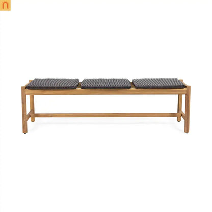 Outdoor Bench Acacia Wood Rustic Teak 3 Seat 61.5in