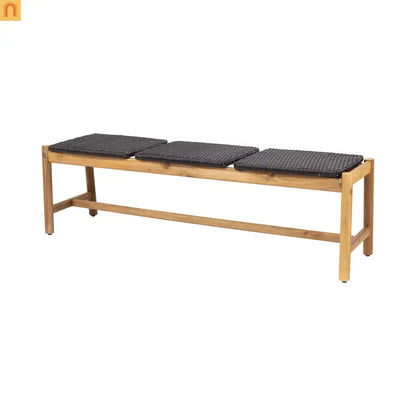 Outdoor Bench Acacia Wood Rustic Teak 3 Seat 61.5in