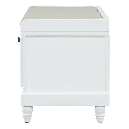 Entry Bench Fluted MDF White Cushioned Seat 3 Drawers 44x16x19