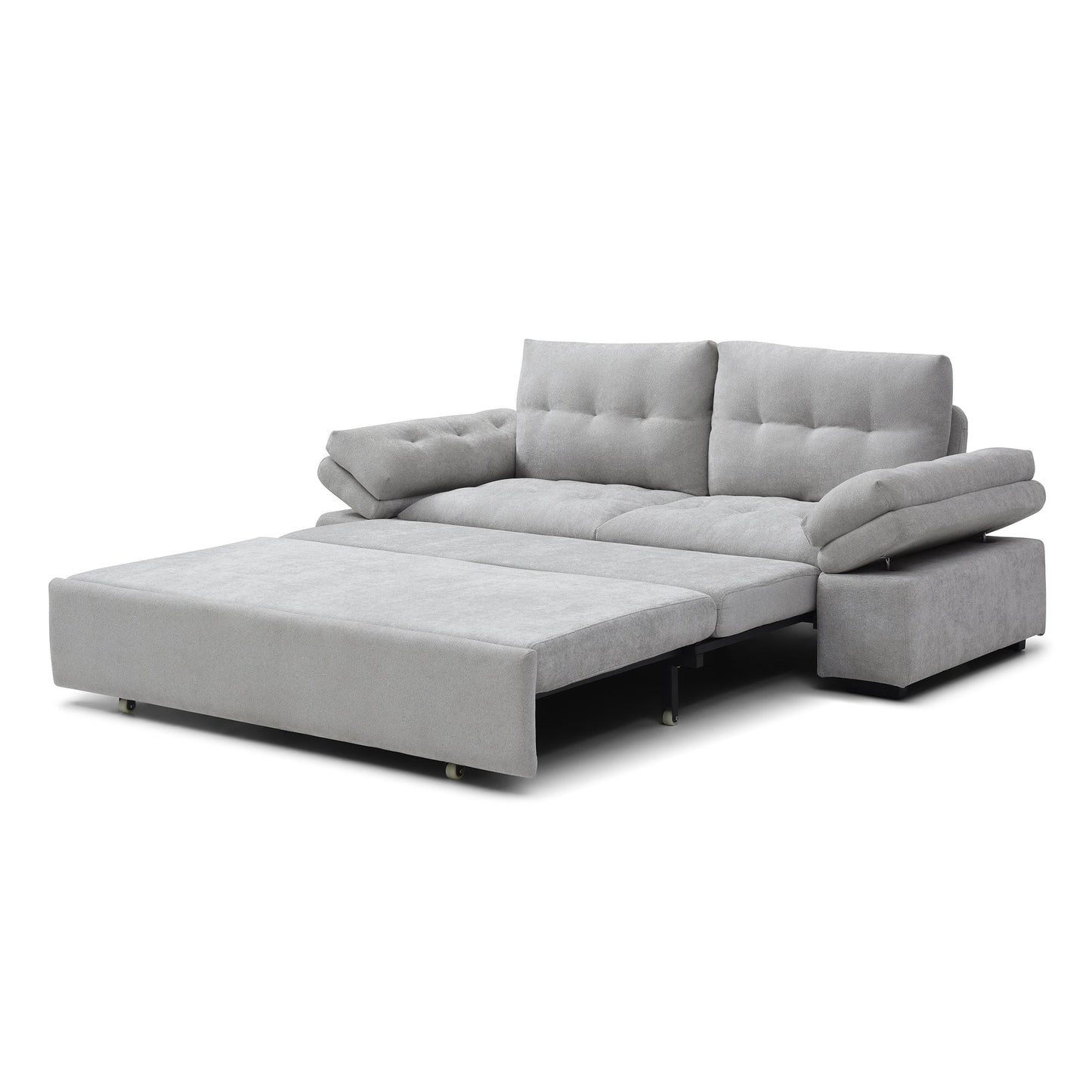 Sofa Bed 3-in-1 Linen Gray Pull-Out Chaise Recliner Armchair 164 LB