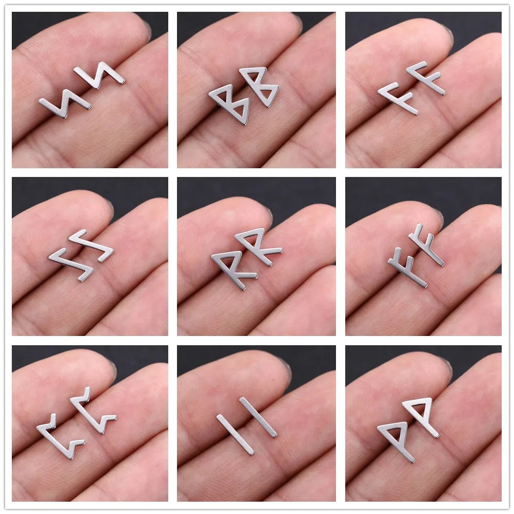Nordic Rune Letter Earrings Made Of Stainless Steel