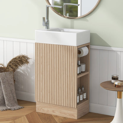18.6' Bathroom Vanity with Sink, Bathroom Vanity Cabinet with Two-tier Shelf,...