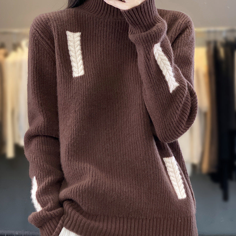 Women's Fashion High Collar Knitted Sweater