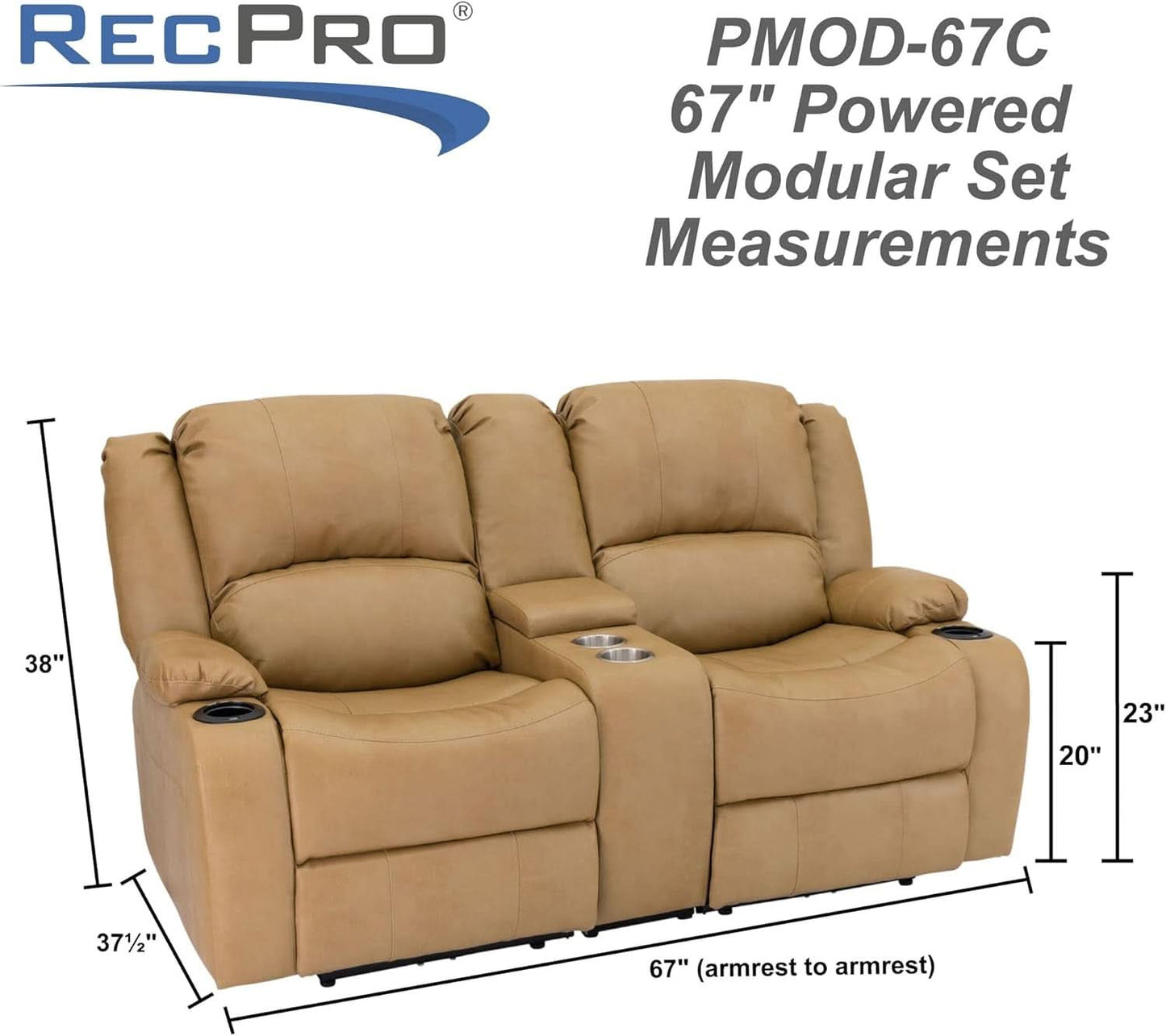 Charles 67 Inch Powered Double RV Wall Hugger Recliner Sofa