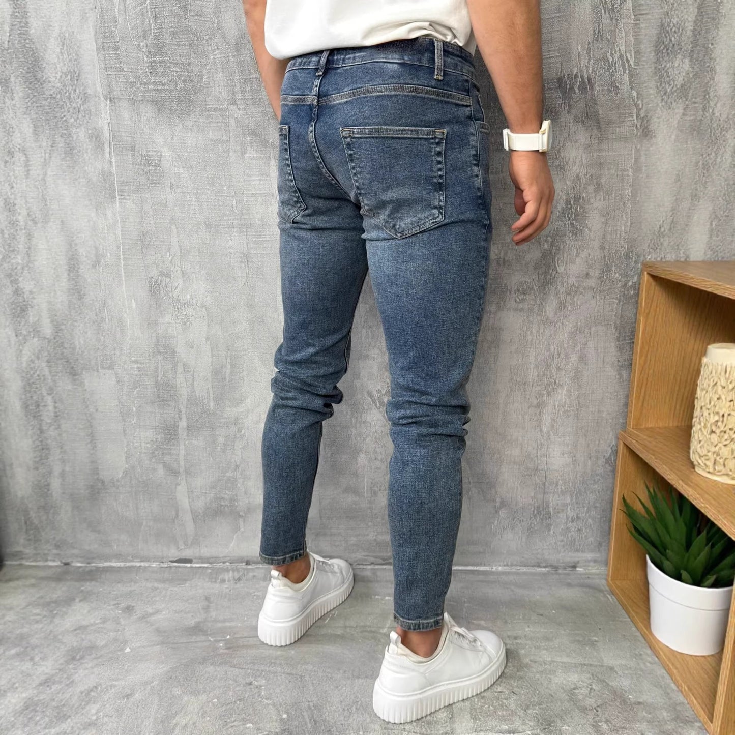 Mens American-Style Retro Slim-Fit Bootcut Jeans