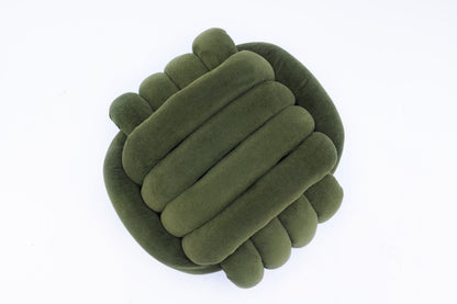 Chenille Knot Design Ottoman Makeup Stool Footstool, Green