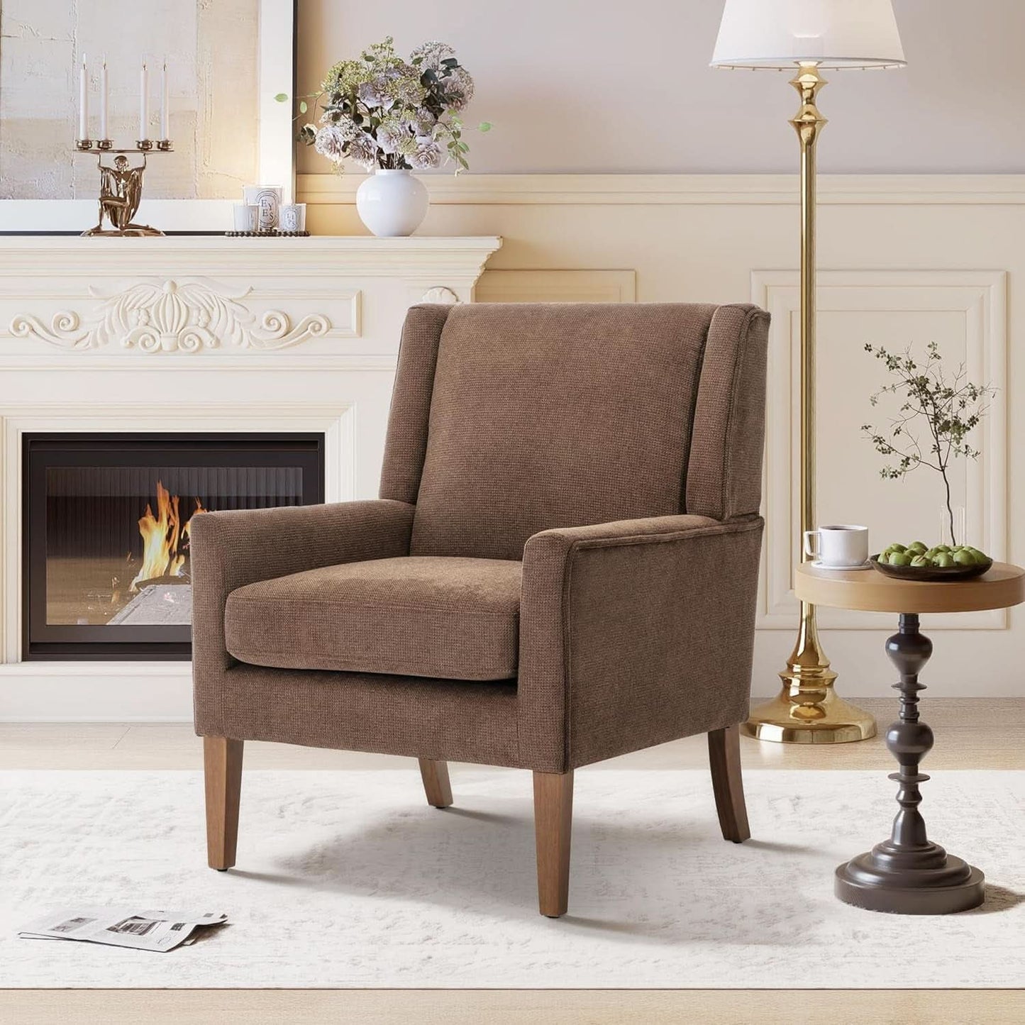 Oversized Mid Century Fabric Charcoal Accent Chair
