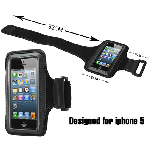 Black Armband Case with Adjustable Strap for iPhone 5
