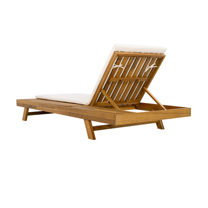 Outdoor Chaise Lounge Acacia Wood 79" 4-Position