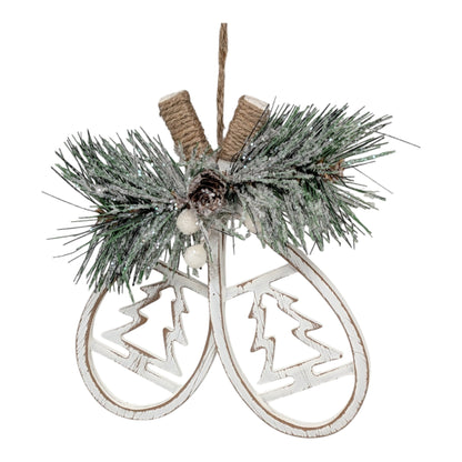 Wooden Snowshoe Floral Ornament -