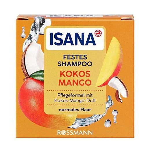Isana Solid Shampoo Bar: Coconut Mango Scent, Organic & Plastic-Free - Sustainable Hair Care for Shine, Volume & Tropical Freshness