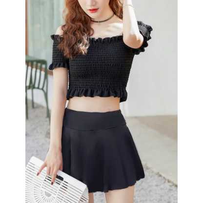 Bikini Set – Ruffled Off Shoulder High Waist Skirt