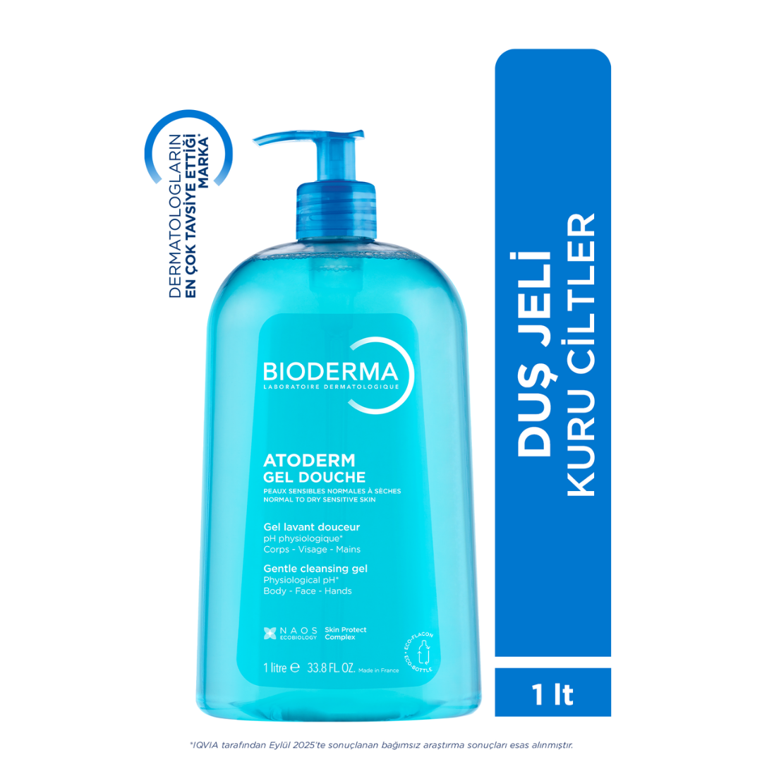 Bioderma Atoderm Shower Gel 1000ml - Moisturizing, Dermatologically Tested, Paraben-Free for Sensitive Skin
