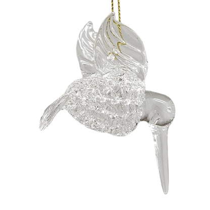 Spunglass Ornament - Clear Hummingbird
