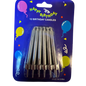 Silver Metallic Birthday Candles in Holders - Set Of 12
