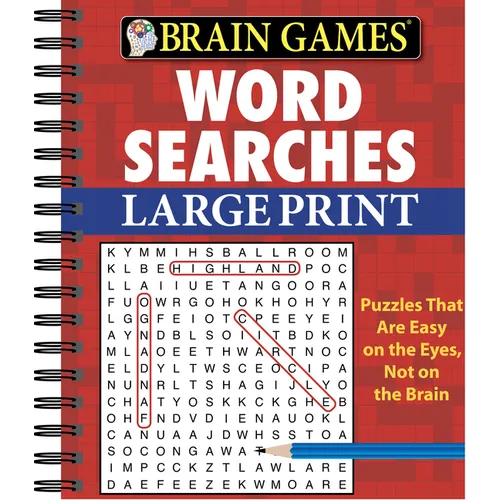 Brain Games - Word Searches - Large Print (Red) - Spiral
