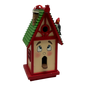 Whimsical Wooden Birdhouse Ornament - Red