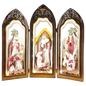 Lighted Holy Family Triptych with Pearlized Finish And Scrolls