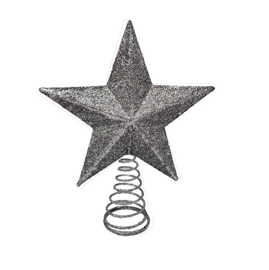 Mini Glitter Star Tree Topper - Silver