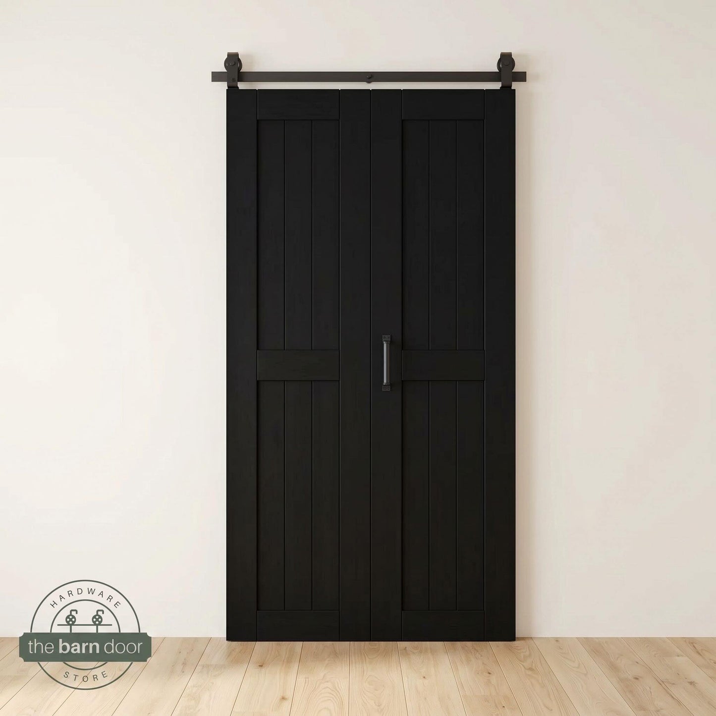 2-Door Bifold Barn Door Kit | Black Hardware