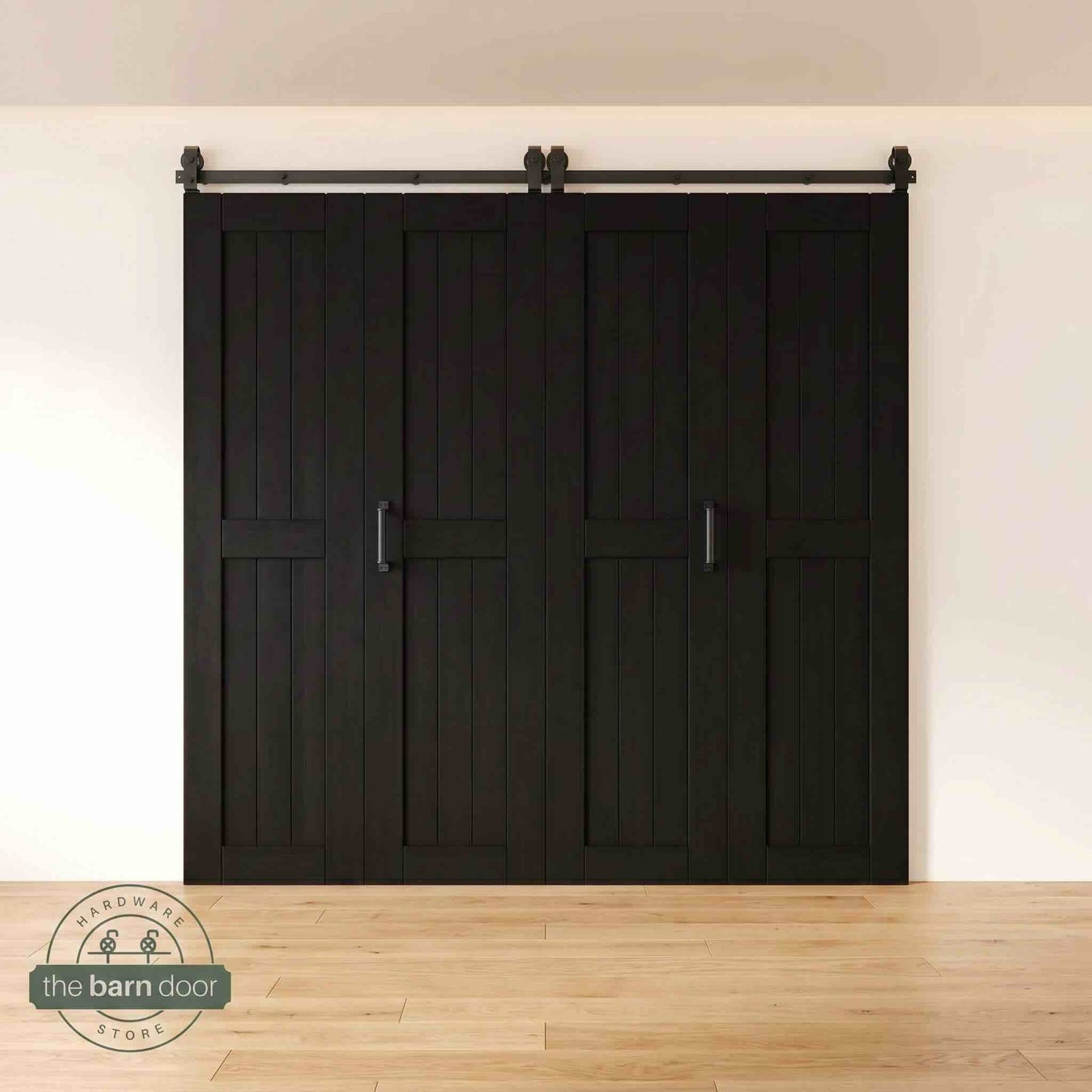 4-Door Bifold Barn Door Kit | Black Hardware