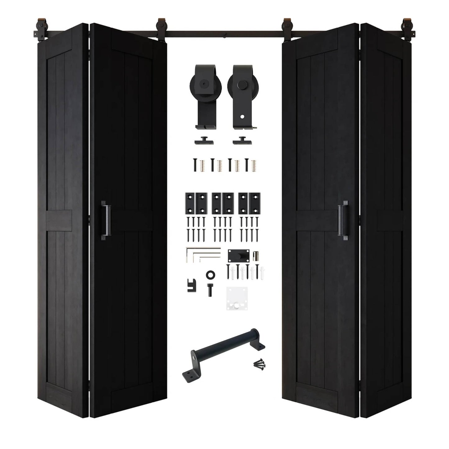 4-Door Bifold Barn Door Kit | Black Hardware