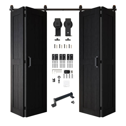 4-Door Bifold Barn Door Kit | Black Hardware