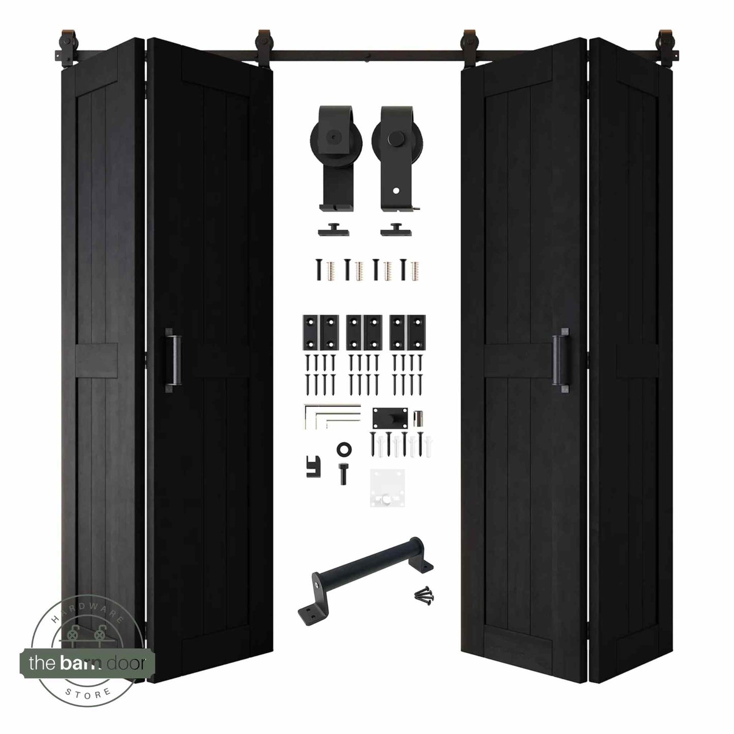 4-Door Bifold Barn Door Kit | Black Hardware