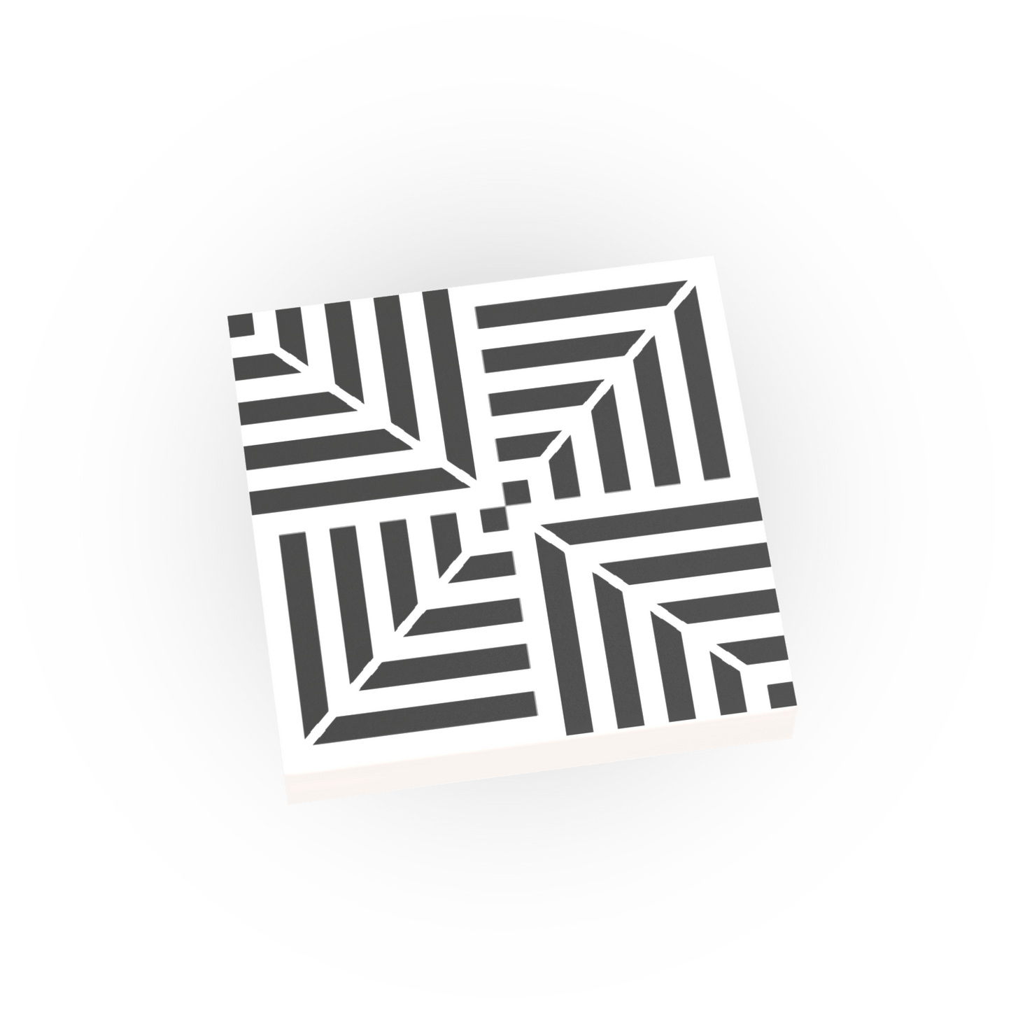 Black and White Geometric Floor Tile - Custom Printed Flooring - Made Using a LEGO® Tile