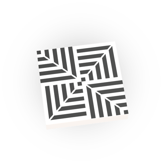 Black and White Geometric Floor Tile - Custom Printed Flooring - Made Using a LEGO® Tile
