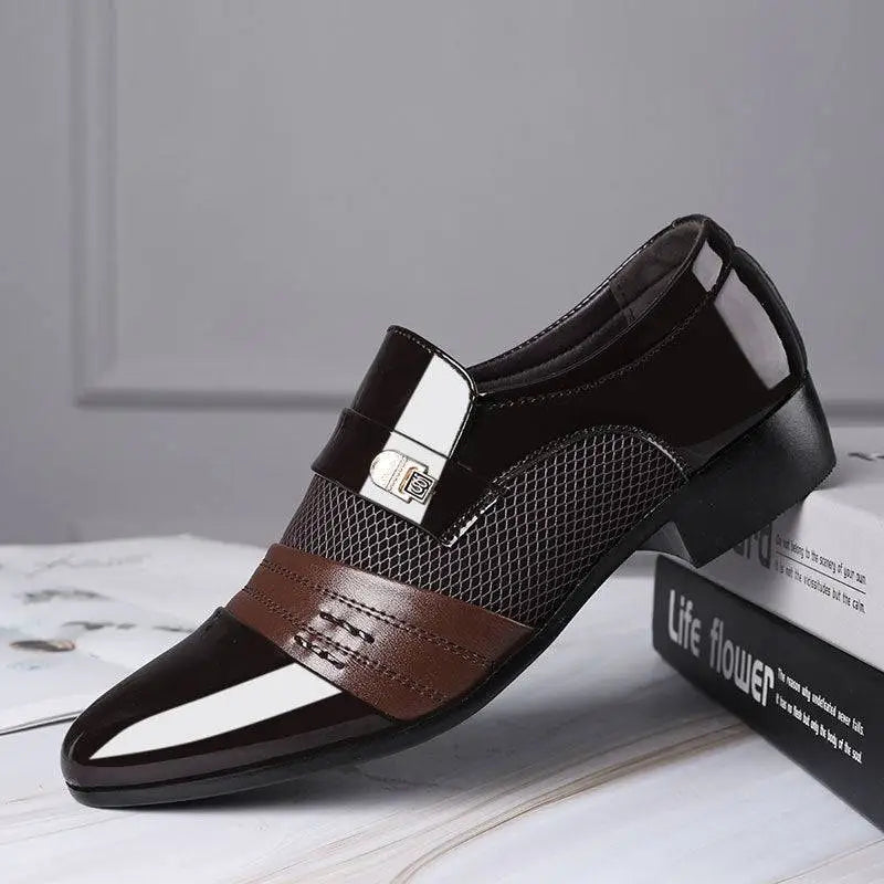 Black and White Mesh Patent Leather Shoes