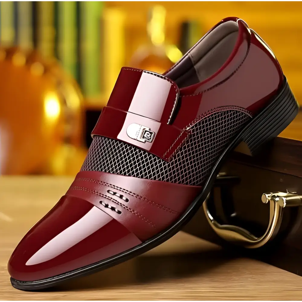 Black and White Mesh Patent Leather Shoes