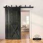 Classic Double Bypass 2 Door Barn Door Kit | Black Hardware