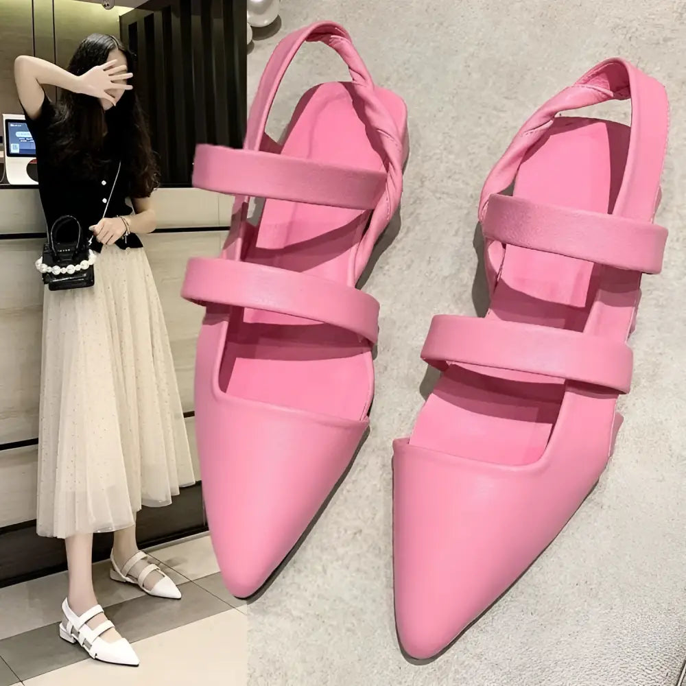 Black Braided Pointed Toe Foreign Style Single Shoes