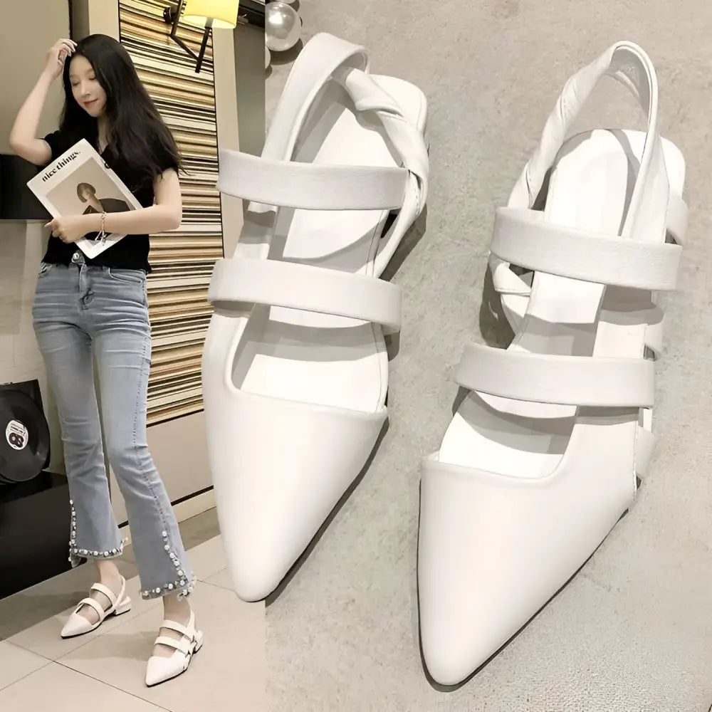 Black Braided Pointed Toe Foreign Style Single Shoes
