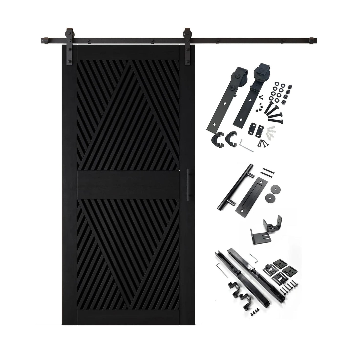 Diamond Pattern Barn Door Kit | Black Hardware
