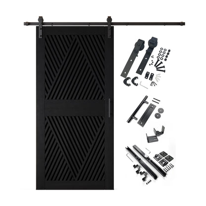 Diamond Pattern Barn Door Kit | Black Hardware