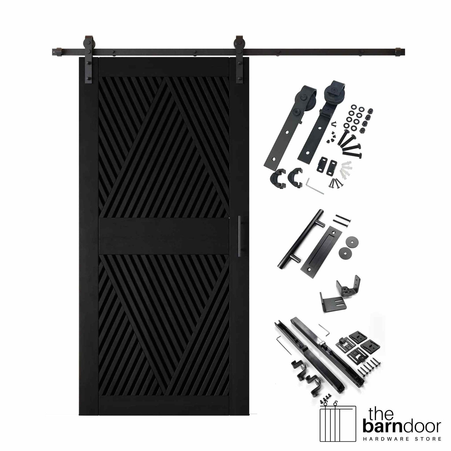 Diamond Pattern Barn Door Kit | Black Hardware