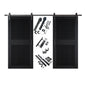 Vertical Slat Double Door Barn Door Kit | Black Barn Door Hardware